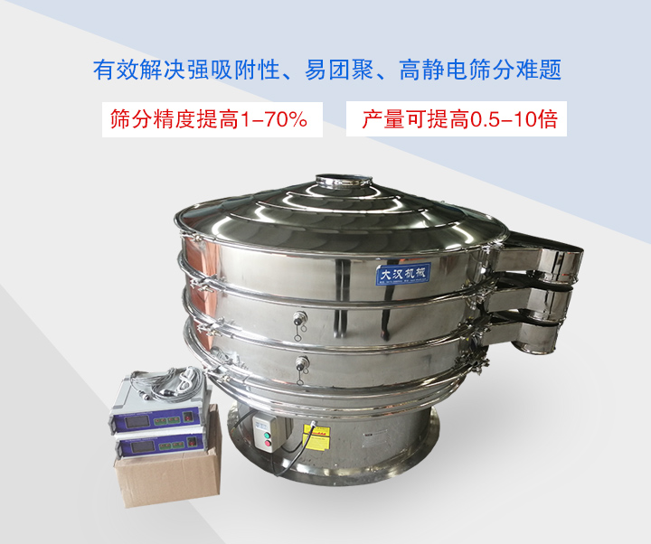 超聲波振動篩主要用于篩分粘性強、高靜電、易團聚的精細粉末